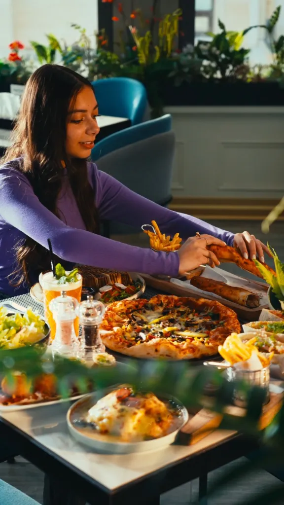 Dishes served on the Bilkana Rooftop terrace at Thousand Nights Hotel
